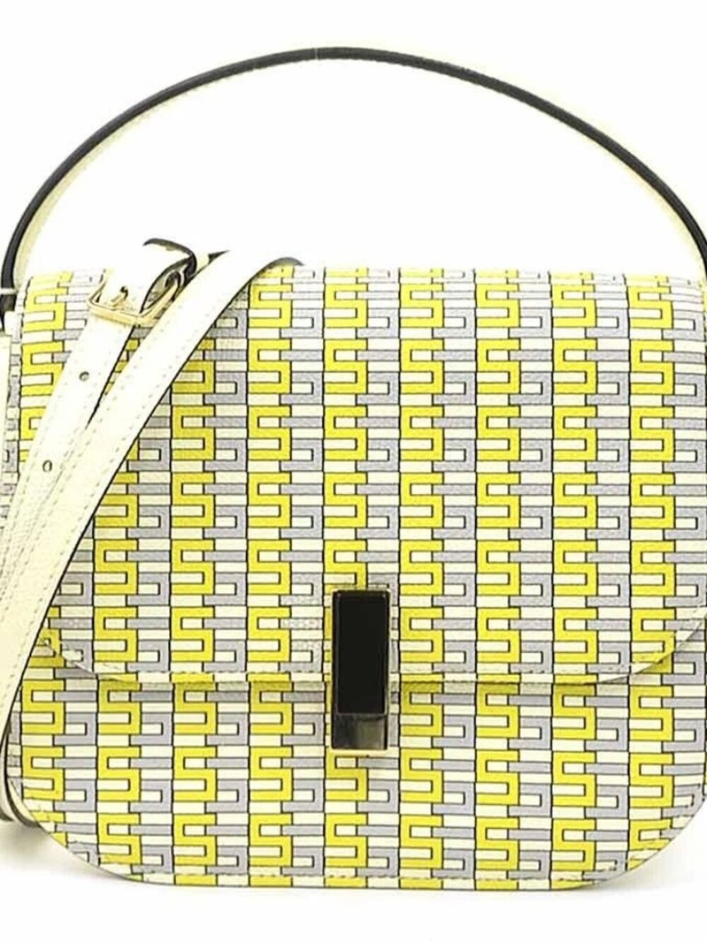 Auth Valextra Iside Crossbody Shoulder Bag Handbag Yellow/Gray/Off White 90174g